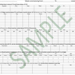 Weekly Kitchen Diary Sheet